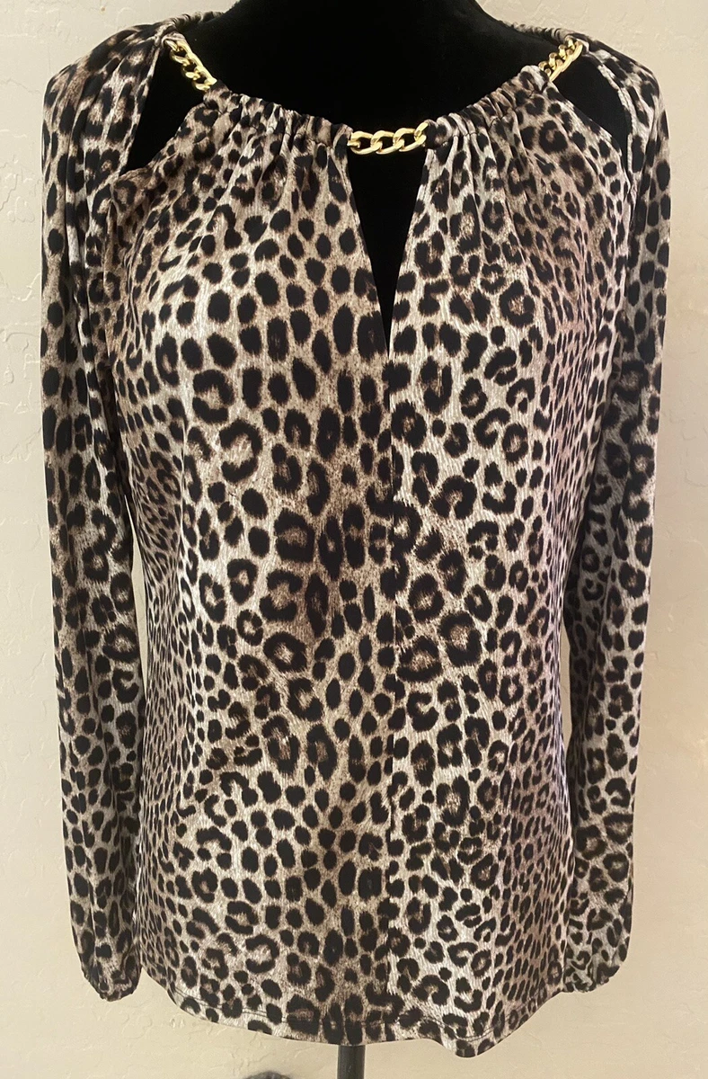 Michael kors leopard blouse sales
