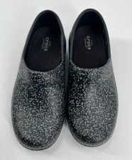 Crocs Neria Pro II Walking Nursing Slip Resistant Clog Black Gray Dots Women's 4