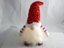 LED Lighted Christmas Gnome Santa Elf Figurine Faceless Doll Decor Red