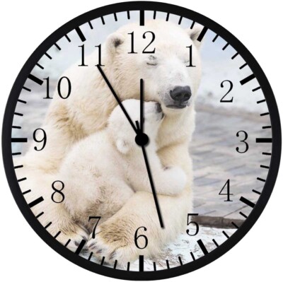 Polar Bear Wall Clock 12'' Large Personalized option with adding names G185