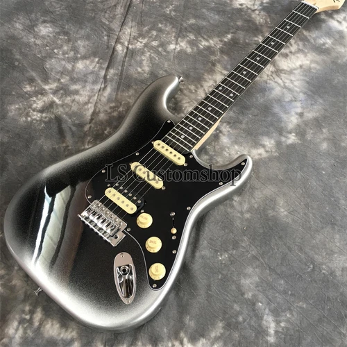 Custom Shop Dark Silver Burst Stratocaster Electric Guitar Solid Body Maple Neck