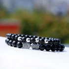 Natural Matte Onyx Bead Hematite Arrow Copper Bead Energy Men Women Bracelet Set