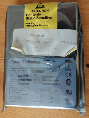 ** Conner * CT204 *  4,3 GB * HDD * 3,5 Zoll * 5400 Umdrehungen * IDE * NEU **