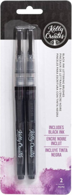KELLY CREATES 2 PKGS OF 2 BLACK INK LETTERING BRUSHES ONE PRICE | eBay