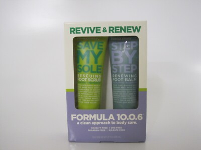 REVIVE & RENEW FORMULA 10.0.6 Foot Scrub & Foot Balm 2.4 oz Each - HTF