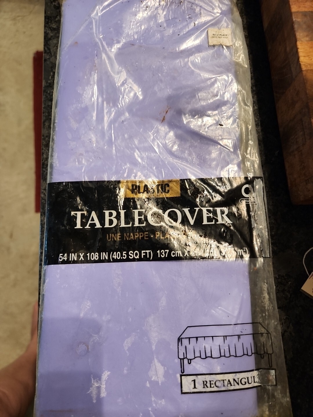 Amscan 54" x 108" Tablecloth Rectangular, Plastic Table Cover, Lavender