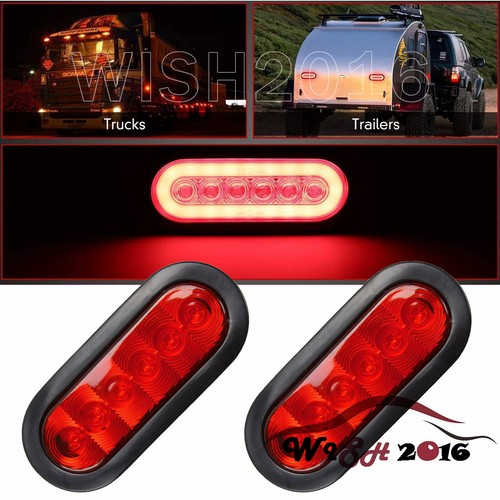 2Pcs 6 LED Trailer Truck Stop/Turn/Tail Brake Lights 6" Oval Sealed