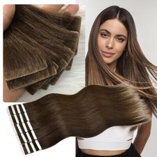 Full Head Tape in Remy Human Hair Extensions Virgin PU Skin Weft Blonde 12-24"