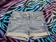 AEROPOSTALE, JUNIOR'S BLUE COTTON BL CUFFED DENIM DISTRESSED SHORTS, SIZE 4