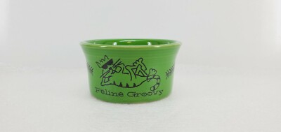 Feline Groovy RAMEKIN CUP SOUFFLE BOWL 8 OZ shamrock green FIESTA cat bowl 1st