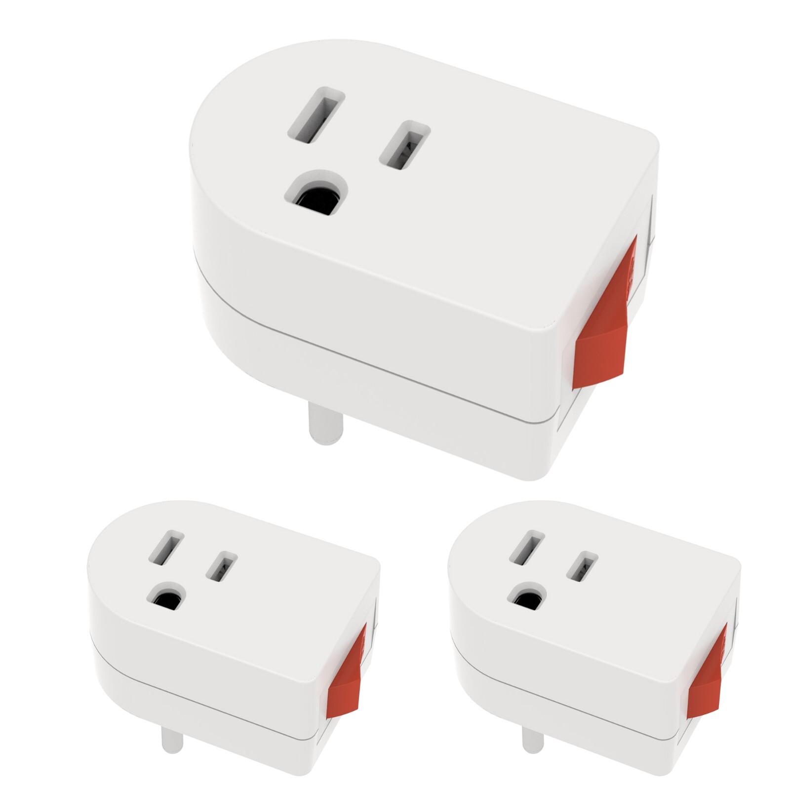Grounded Single Outlet Power Adapter with Illuminated On/Off Rocker