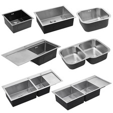 Single/Dual Bowl Brushed Stainless Steel Kitchen Sink Basin With Waste& Pipe Kit