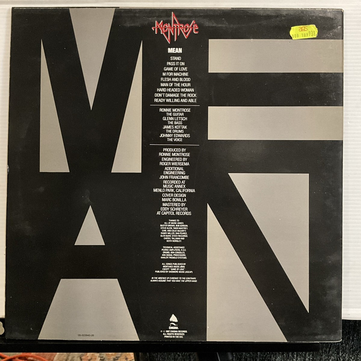 Montrose - Mean LP 1987 Enigma Records – 4D-279 [Europe] VG