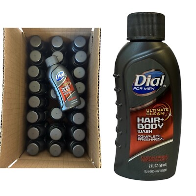 24 Pack Dial For Men Ultimate Clean Hair + Body Wash Travel Size 2 oz Shampoo