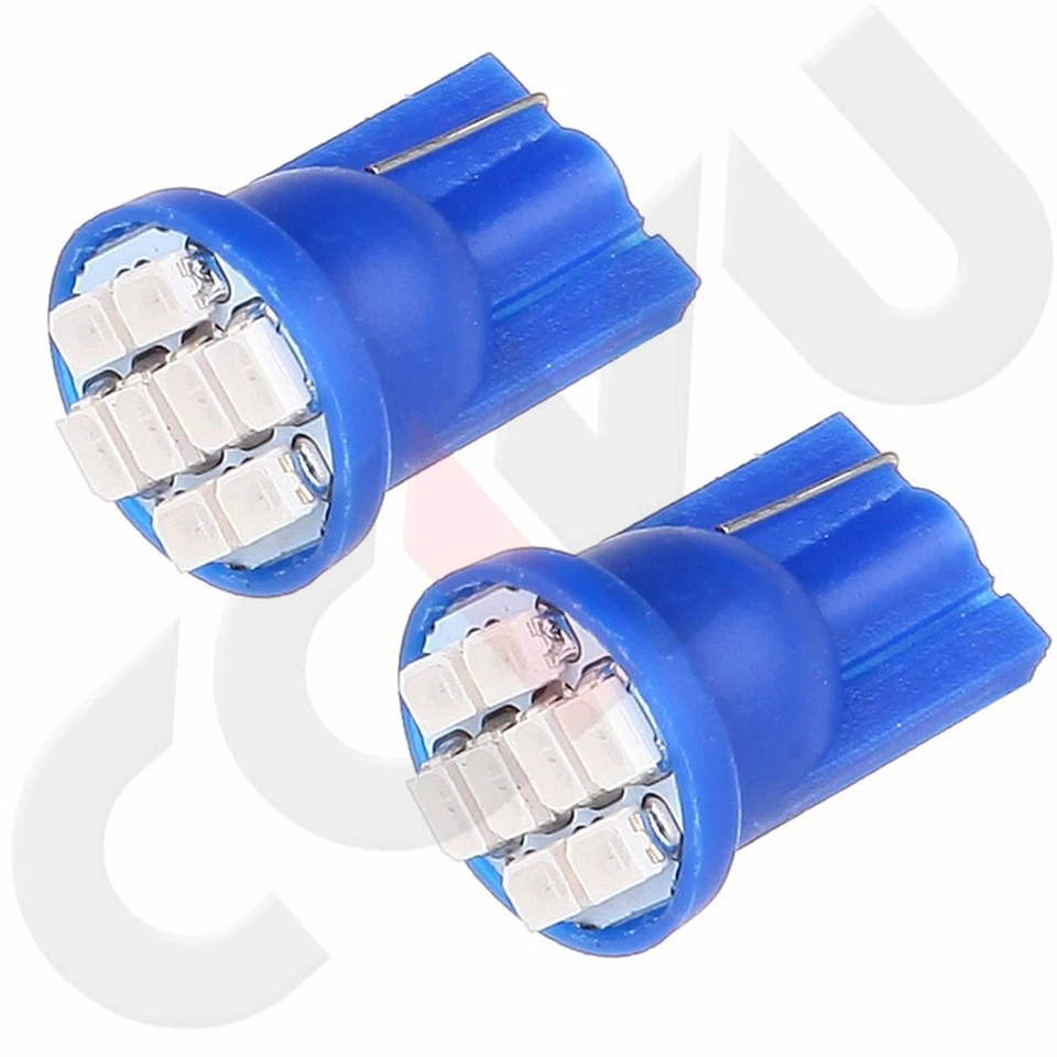 10pcs Blue T10 194 168 LED Bulbs Instrument Gauge Cluster Dash Light W/ Sockets - Image 2 of 4