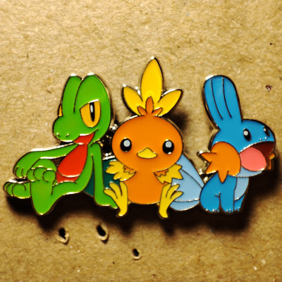 Pokemon TCG Hoenn Starters Trio Mudkip Torchic Treecko Enamel Pin Official