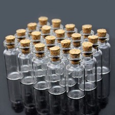 Wholesale Lot of 100 Clear Cork Glass Bottles Vials 11x18mm approx 0.5 ml