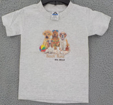 WISCONSIN DELLS T-SHIRT YOUTH SZ XS (2/4) GRAY "BEACH BUM" DOGS WITH SUNGLASSES