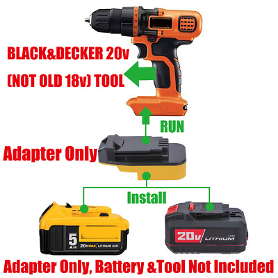 1x Adapter for Bauer DeWalt 20V Battery To Power for Black+Decker 20V MAX Tools