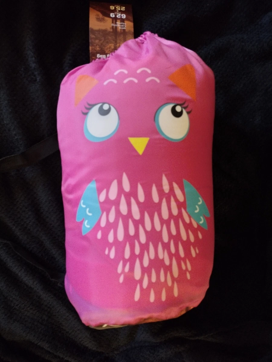 Outerbanks Provisions Pink Owl Kids Sleeping Bag With Carry Bag