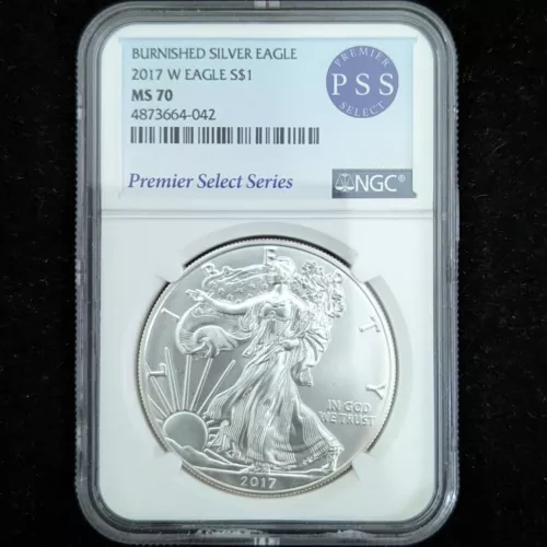 2017-W Burnished Silver Eagle Dollar Coin $1 NGC MS 70 Premier Series Select ...