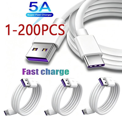 USB Type C Data Cable 5A Fast Charging USB-A to USB-C Charger lot Cord For Phone