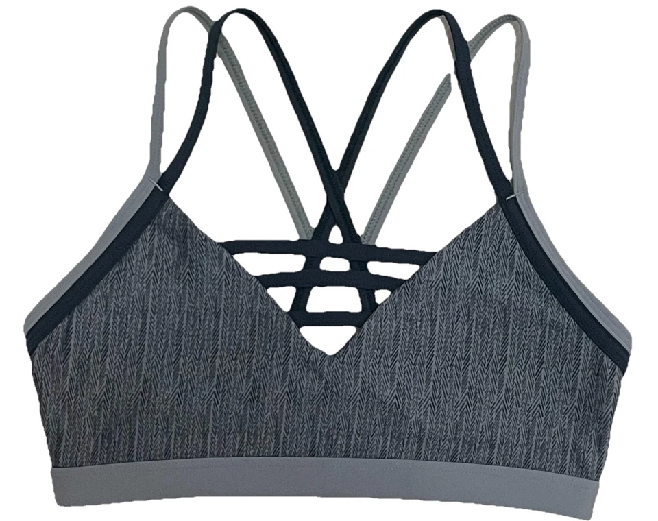 LORNA JANE Size S Sports Bra Women’s Grey Maximum Support Strappy Crop Top- EUC