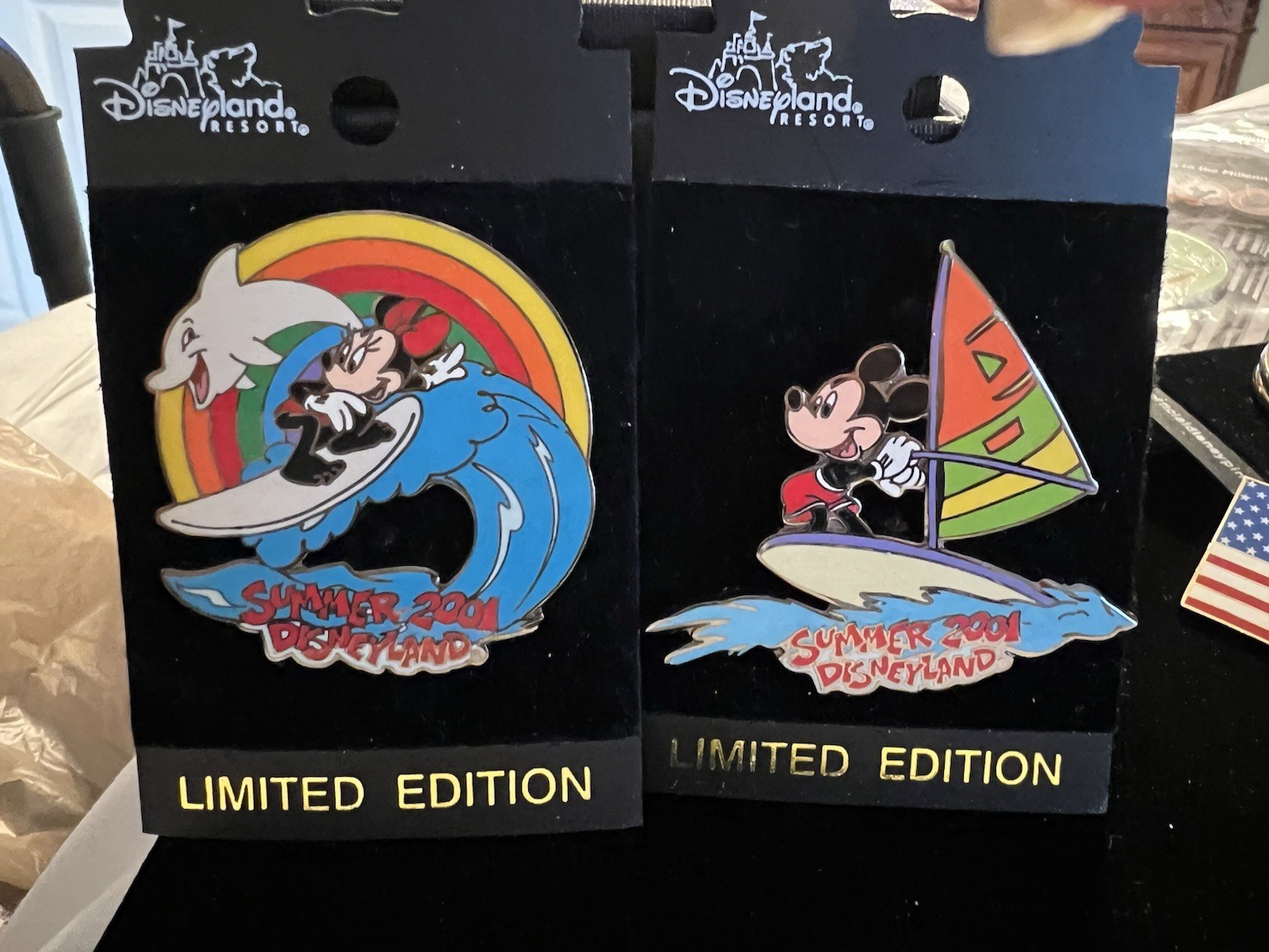 Disneyland Summer 2001 Mickey And Minnie In Water Pins New On Cards