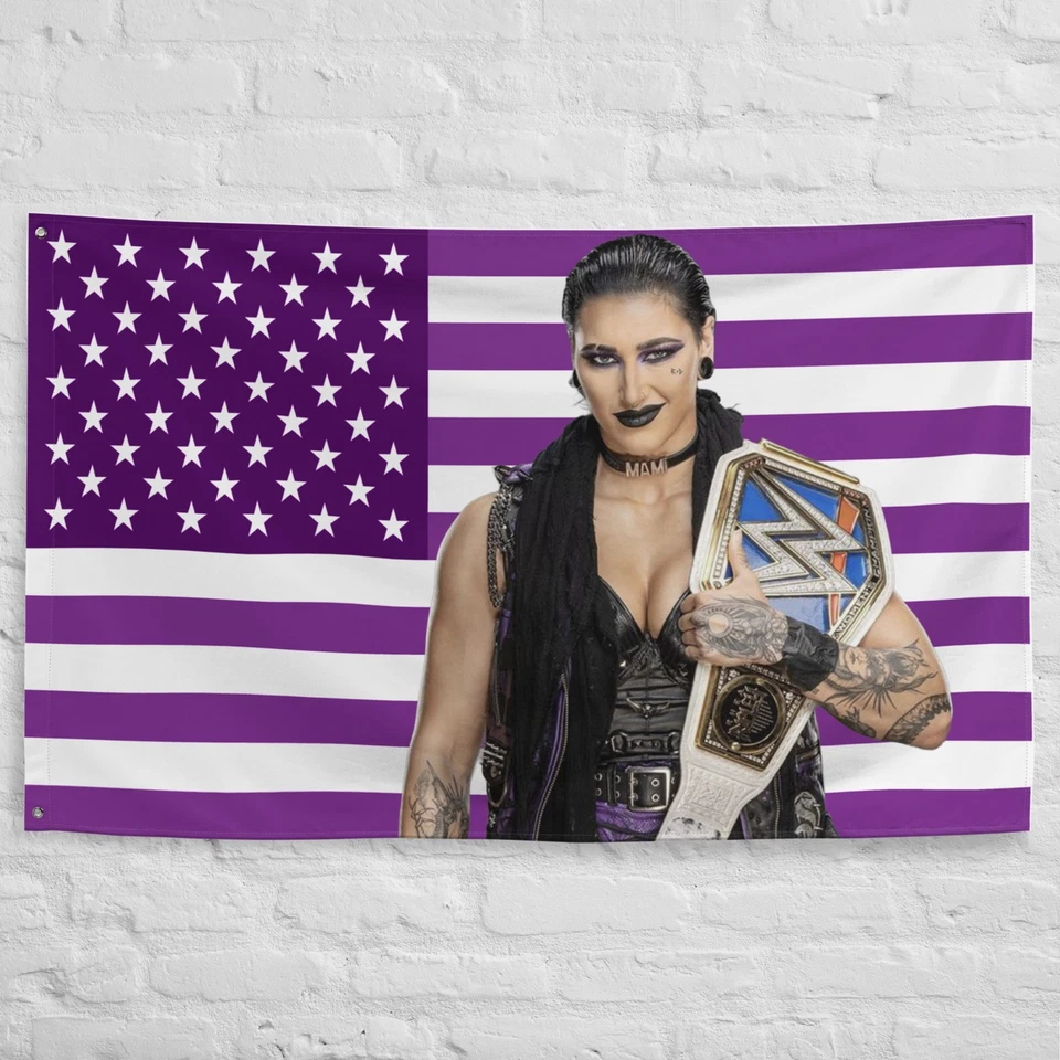 Rhea Ripley Purple American Flag Tapestry – 34.5" X 56" - Image 2 of 4