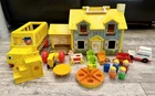 Vintage 1969 Fisher Price Play Family House + Accessories WELL LOVED