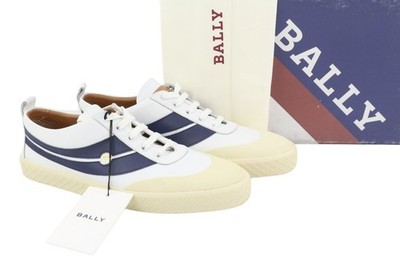 Bally Shennon Damen Sneakers EU41 Weiß Kalbsleder Leder Blau Seiten Spitzen