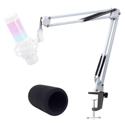 White Boom Arm for HyperX QuadCast S - White Mic Arm Compatible with Hyperx Q...