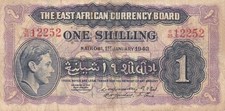 #East African Currency Board 1 Shilling 1943 P-27 AF+ King George VI