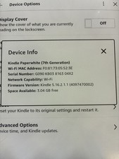 Amazon Kindle Paperwhite 7th Generation 4GB Wi-Fi in Good condition
