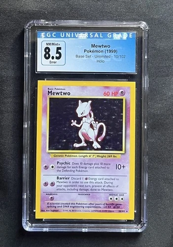 CGC 8.5 Mewtwo Square Cut Holo Rare Base Set 1999 Pokemon Card #10