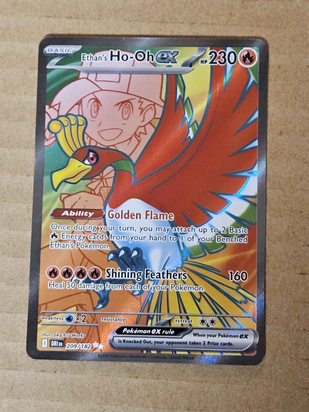 Ethan’s Ho-Oh Ex 209/182 Pokemon Card TCG Destined Rivals Ultra Rare Holo NM