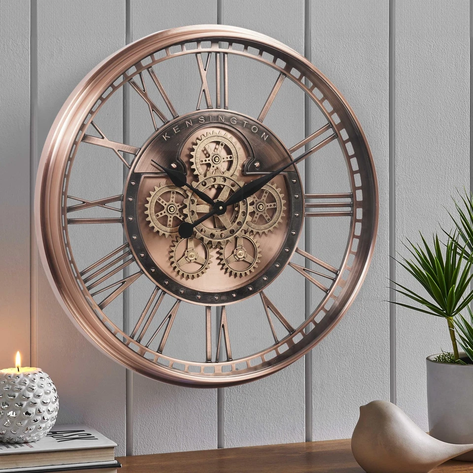 28 Inch Oversized Large Moving Gears Wall Clock,Industrial Vintage Rose Gold ... - Image 2 of 4