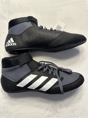 Mens Adidas Mat Hog 2.0 Wrestling Shoes ~Size 10.5~ Black Grey White FZ5391~NIB~
