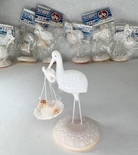Vintage Stork  Baby Cake Toppers LOT Of 6 Shower Decoration Celluloid 60  s NIP