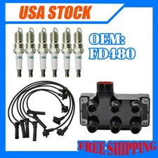 FD480 Ignition Coil & 6 Spark Plug & 6 Wire For Ford Explorer Sport Trac V6 4.0l