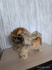 Vintage Steiff Pekingese Dog Plush Peky Stuffed Animal 22x24 cm No Tags