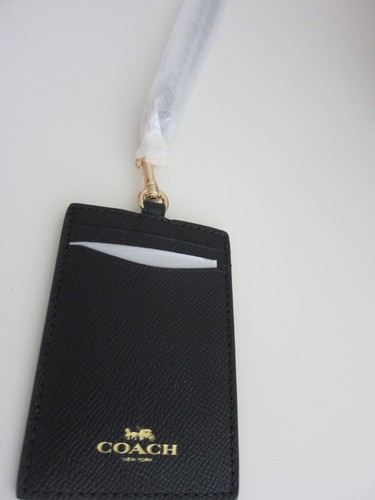 Coach Crossgrain Leather Lanyard Badge ID Holder Black F57311 NEW - Picture 3 of 4