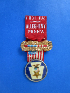 Antique PA Civil War Veteran GAR Reunion Badge Ribbon and Ribbon Bar