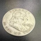 1958 Franklin Half Dollar 50C Silver Coin Philadelphia Circulated Uncertified