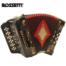 Rossetti 3412 34 Button 3 Switch 12 Bass FBE Fa Accordion - Black with Case