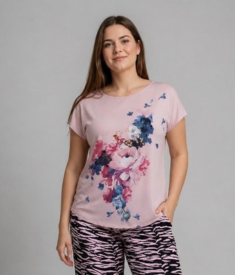 Ted Baker Santula Raspberry Ripple Floral Front Pink T-Shirt Top Size M/L?