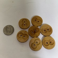 Sewing Buttons Lot Varnished Wood Size 22 mm - Lot Of 7