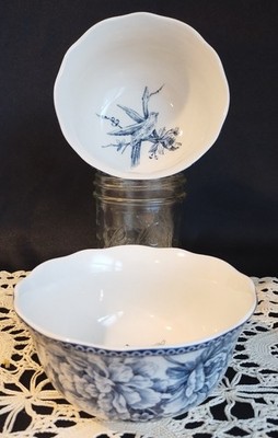 222 5TH, Two ''Adelaide'' Bowls, Blue Toile Design 5.75'' ~ Gorgeous!