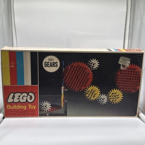 Vintage 1965 LEGO Samsonite 001 Gears Set - Near Complete w/ Box & Tray