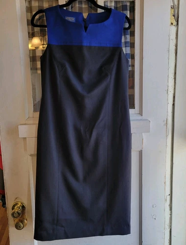 VETEMENTS Pendleton abito donna tubino lana senza maniche color block blu nero taglia 6